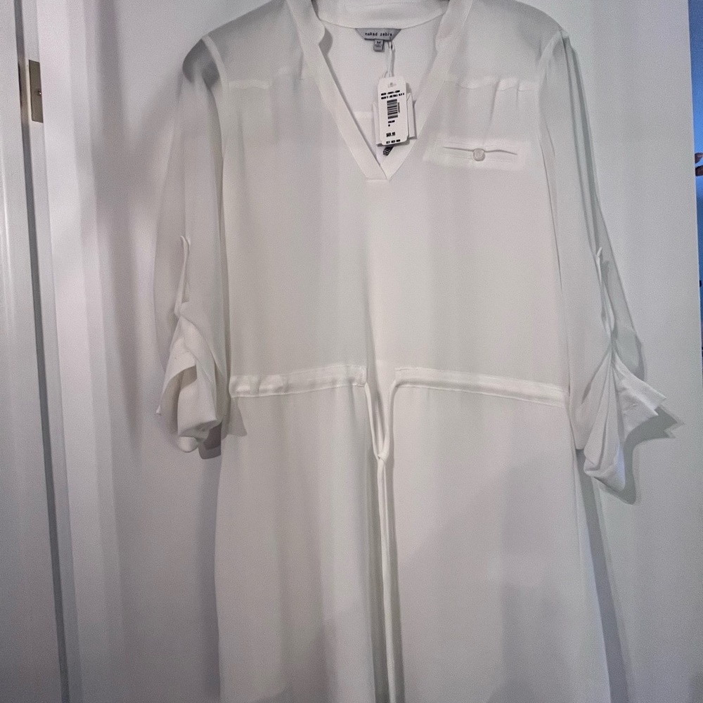 White Sheer Long Sleeve Blouse